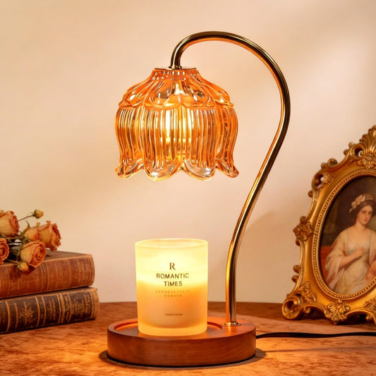 Funistree Flower Candle Warmer Lamp with Timer, Dimmable Candle Lamp Warmer, Christmas Birthday Gifts for Women Mom Her, Housewarming Home Decor, Lotus Wax Warmer for Yankee Candles - Lily Amber