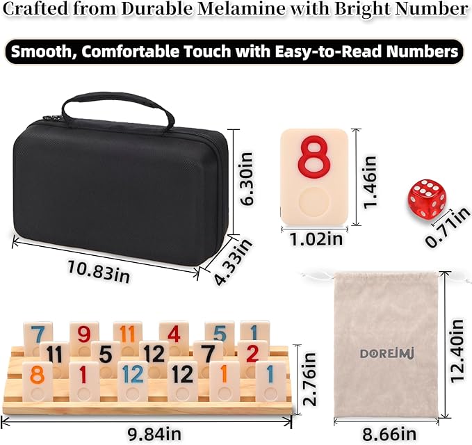 Upgraded Rummy Cube Game Set 6 Plays with 6 Wooden Holders and 162 Rummy Tiles, Travel and Family Board Game for Adults and Kids Age 8+,Birthday Gifts for Women Men Dad Mom