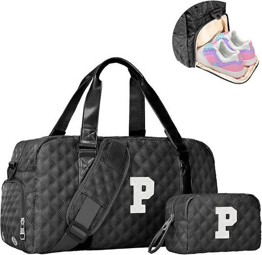 Elilier Personalized Gym Bag for Girls, Kids Travel Duffel Bag, Graduation Gift Ideas 2025, Monogram Weekender Bag with Shoes Compartment, Monogram others day gifts, Girls Gifts for Kids Friends