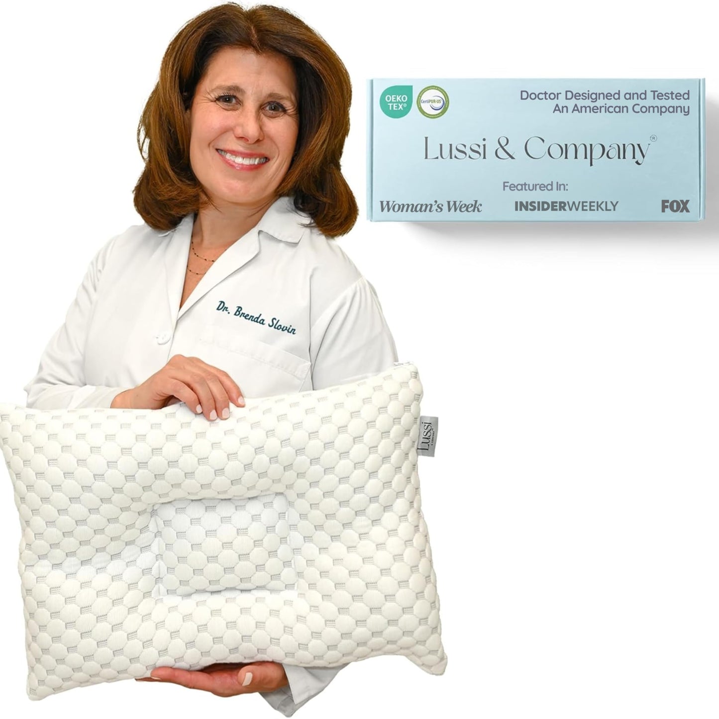 Lussi & Company Orthopedic Pillow - 20x26” Adjustable Cervical Neck Pillow for Sleeping, (Pack of 1) Ergonomic & Rectangular Memory Foam Pillow for Neck Support - Patent Pending