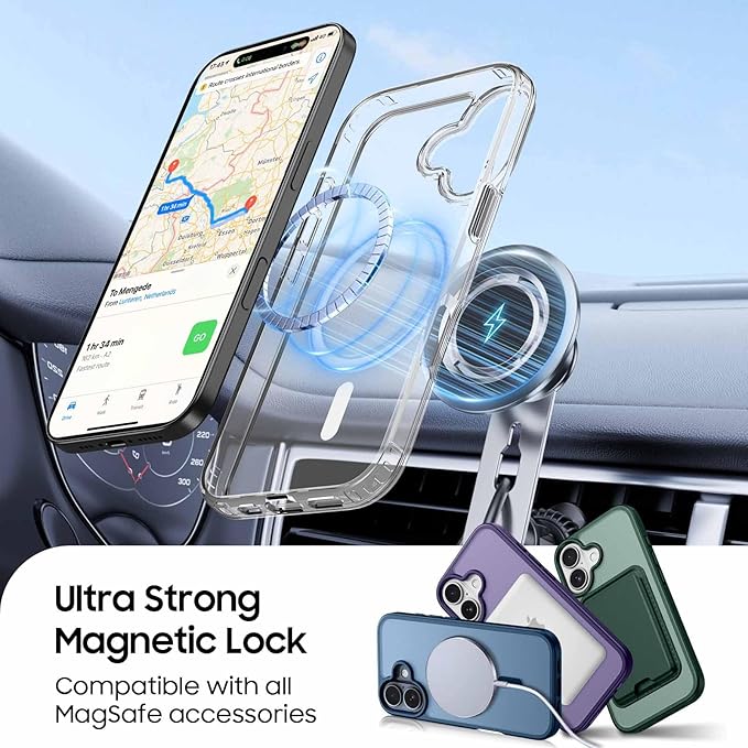 Ntwinro Magnetic for iPhone 17 Clear Case (Compatible with MagSafe) with White Detachable Wallet & Card Holder for 3 Cards [RFID Blocking] Military Grade Protective Slim Phone Cover