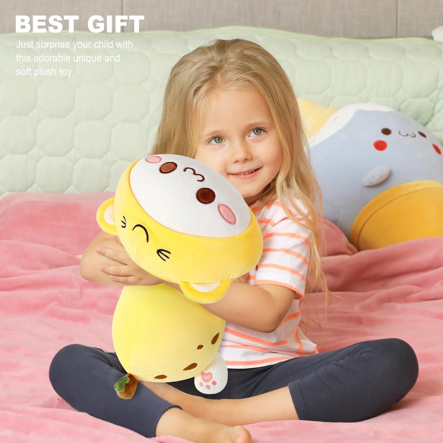 Onsoyours Cute Kitten Banana Cat Plush Toy Stuffed Animal Kitty Soft Banana Plushie Pillow for Kids (Banana Cat, 12")