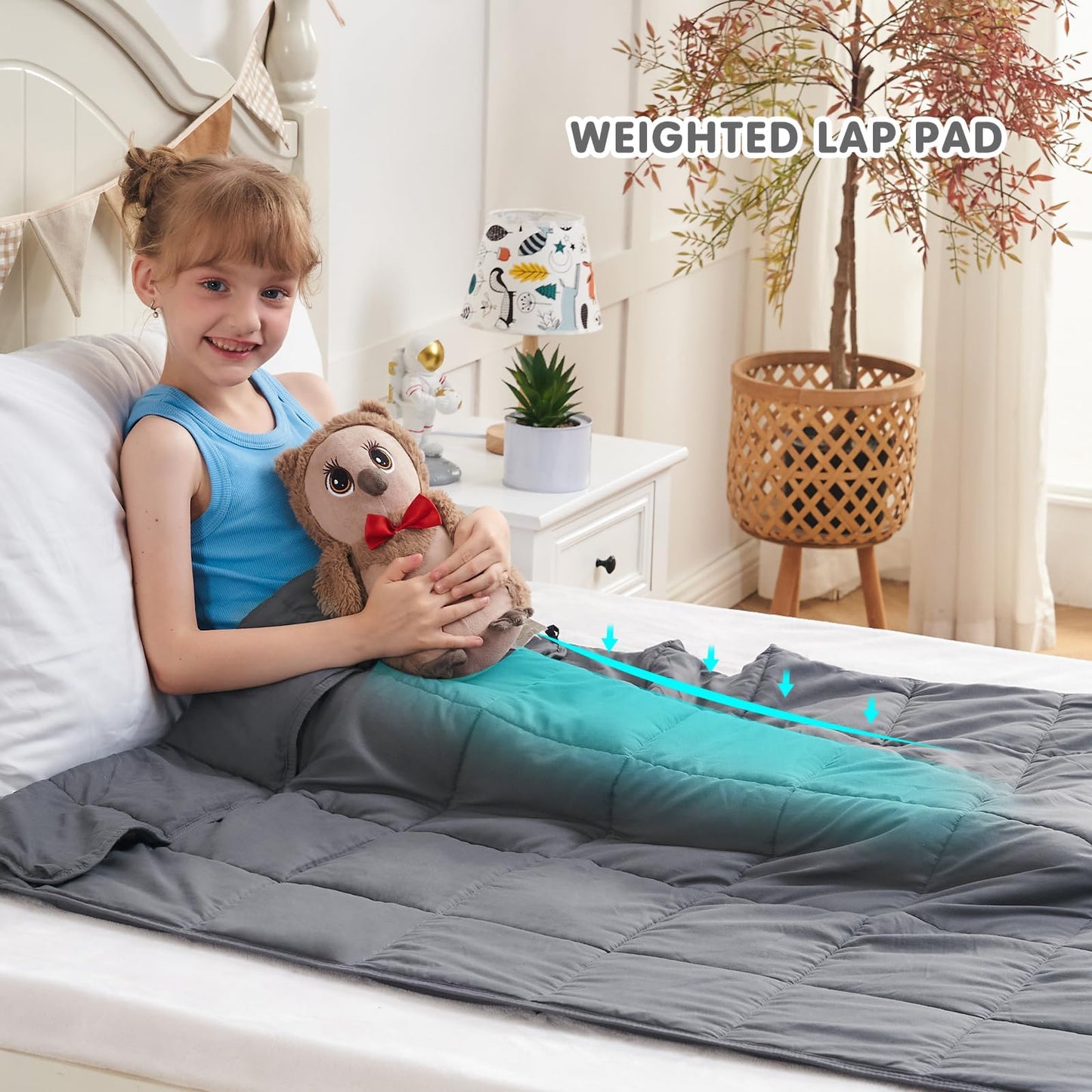 yescool Weighted Blanket 5 Pounds Cooling Weighted Lap Blanket, Grey Heavy Blanket for Sleeping, Weighted Throw Blanket Gifts for 40-60lbs, 36"x48"