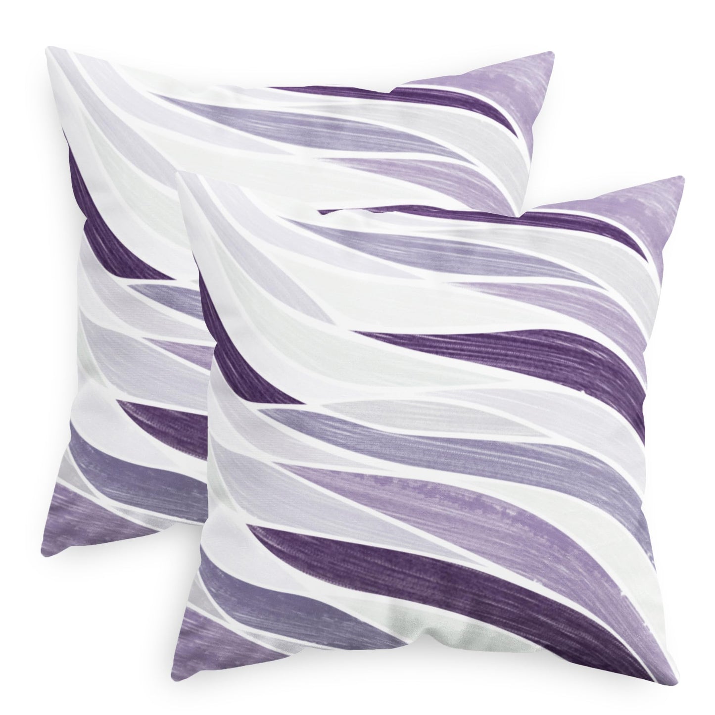 CaliTime Throw Pillow Covers Decorative 18 X 18 Inches Pack of 2 Cozy Fleece Two-Tone Abstract Sea Wave Geometric Cushion Cases for Couch Bed Sofa Farmhouse Decoration Deep Purple Grey
