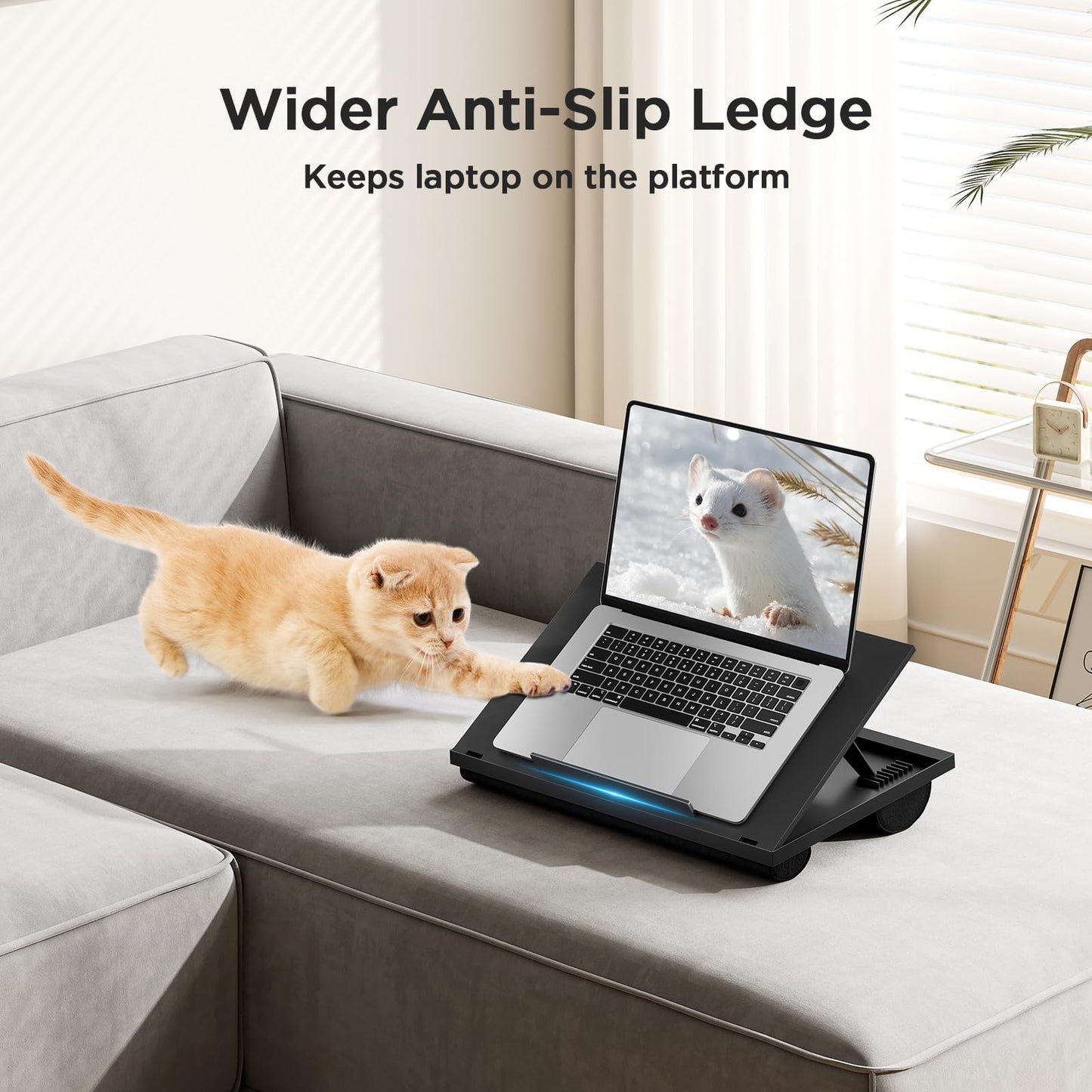 HUANUO Lap Desk, Portable Laptop Stand Fits Up to 15.6 Inch Laptops, Adjustable with 8 Angles Lap Desks for Adults - Dual Cushion Desk for Sofa, Bed, Car or Work Table
