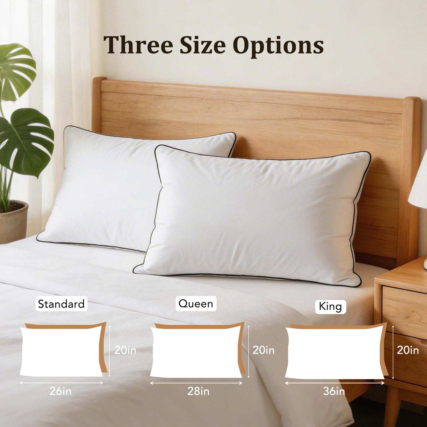 HYVIF Feather Down King Bed Pillows, Luxury Hotel Collection with Premium Cotton Shell, Gusseted Pillows for Side and Back Sleepers, Soft and Supportive
