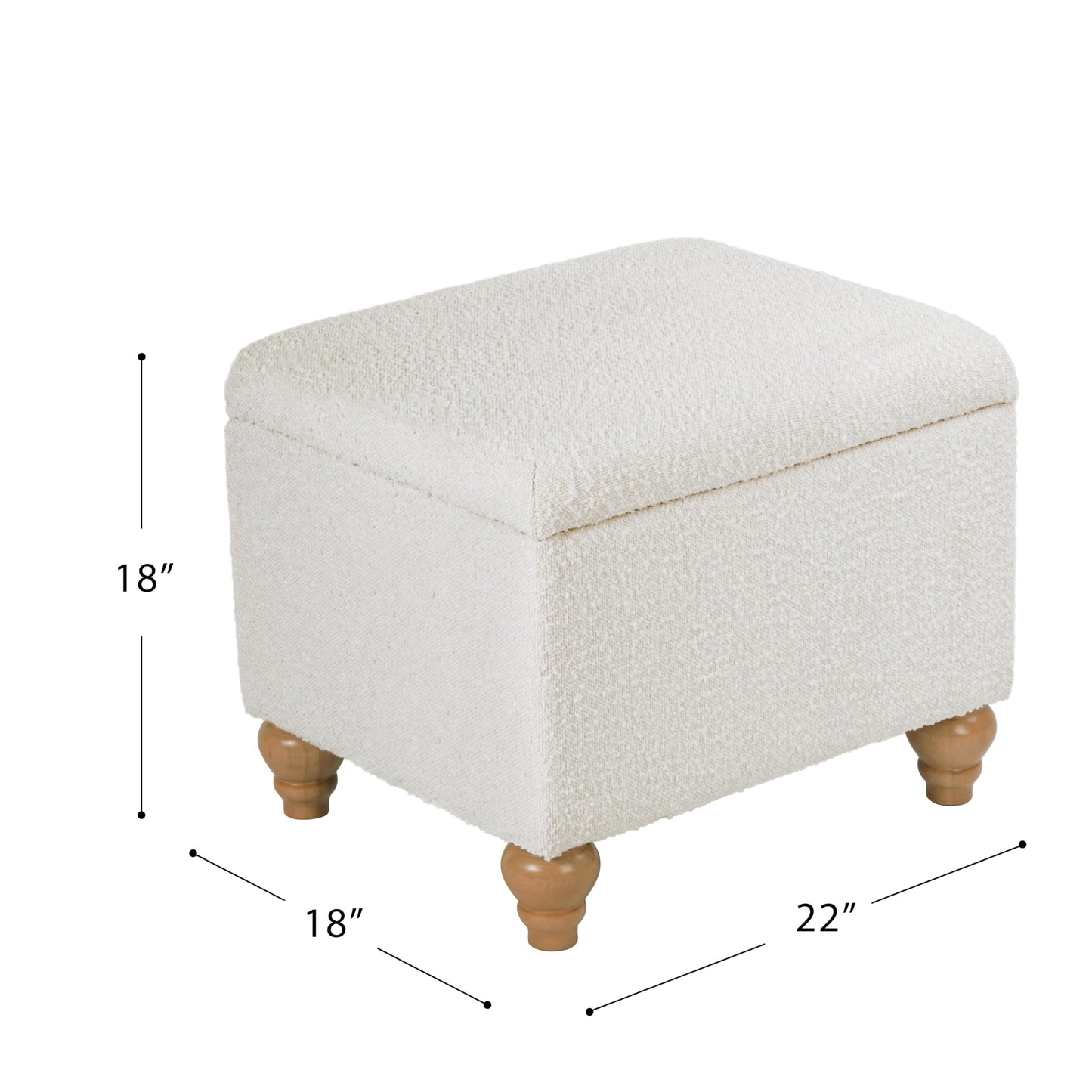 HomePop 22" Medium Rectangular Storage Ottoman - Cream Boucle