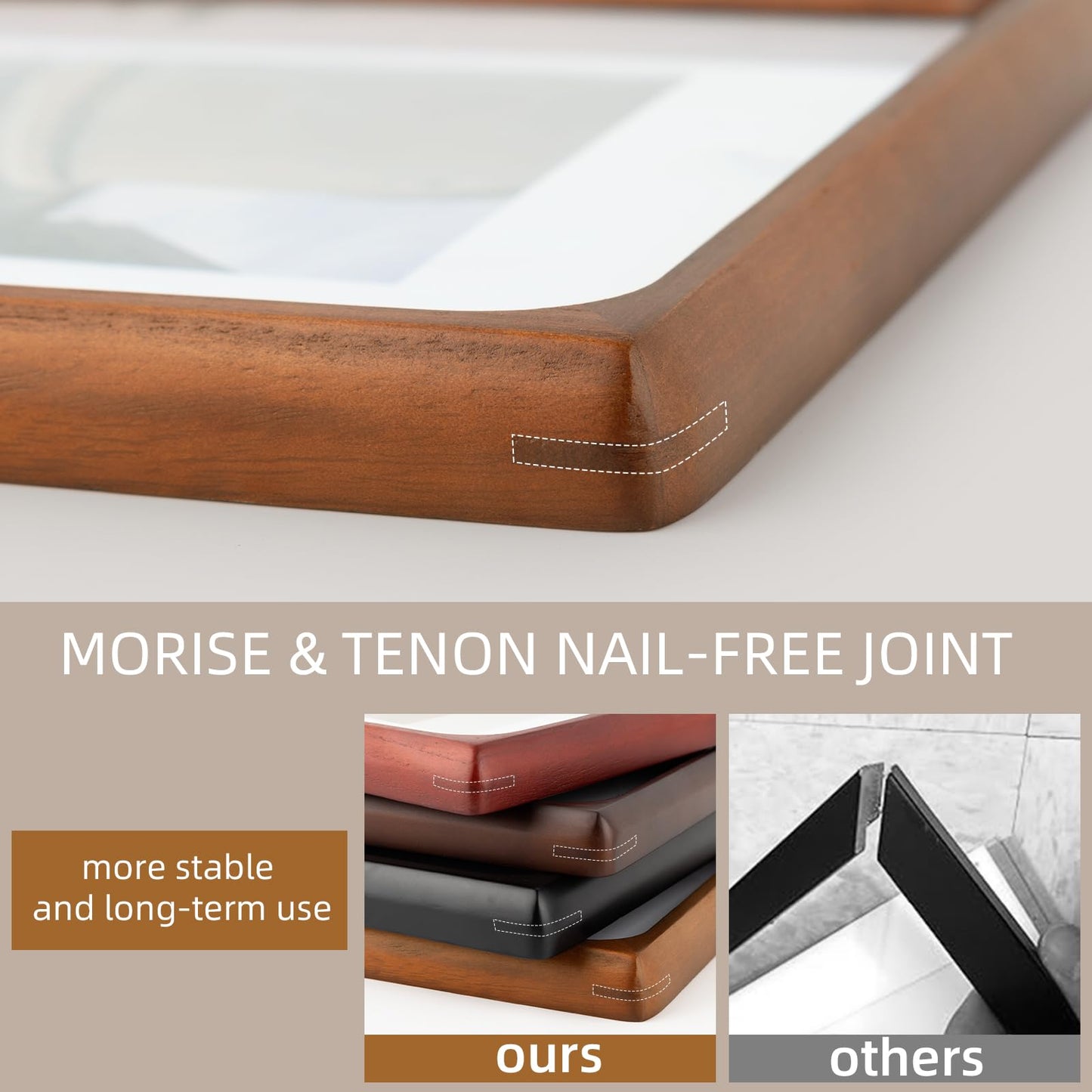 Golden State Art 4x6 Picture Frames - Brown Solid Wood with Glass, Rounded Corner 4 x 6 Picture Frame Matted to 3x5 Photos - Wall or Tabletop Decor Display