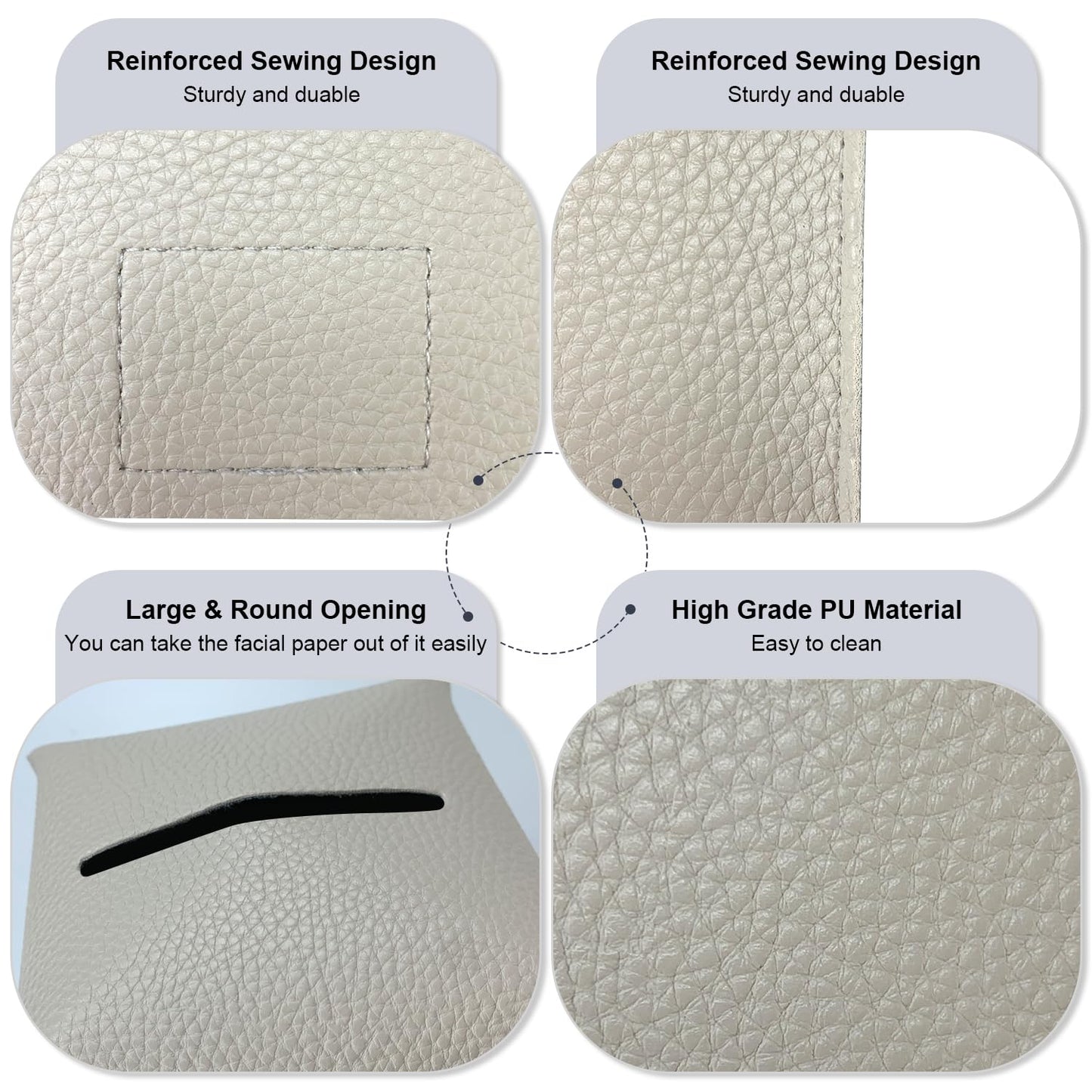 PENGLONG Tissue Box Cover 5X5X5'' PU Leather Tissue Holder Square Tissue Cube Box Organizer for Bathroom Vanity Countertop, Car, Night Stands, Office, Home, Kitchen (2Pack, Lime White)