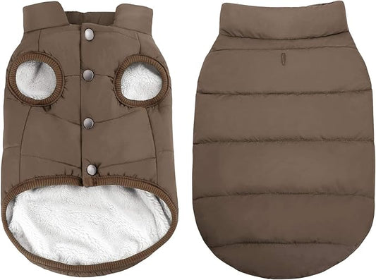 ASENKU Dog Winter Coat - Waterproof Windproof Dog Jacket, Warm Snowproof Doggie Puffer Vest for Cold Weather, Lightweight Snow Coats for Small Medium Large Dogs (S, Coffee)