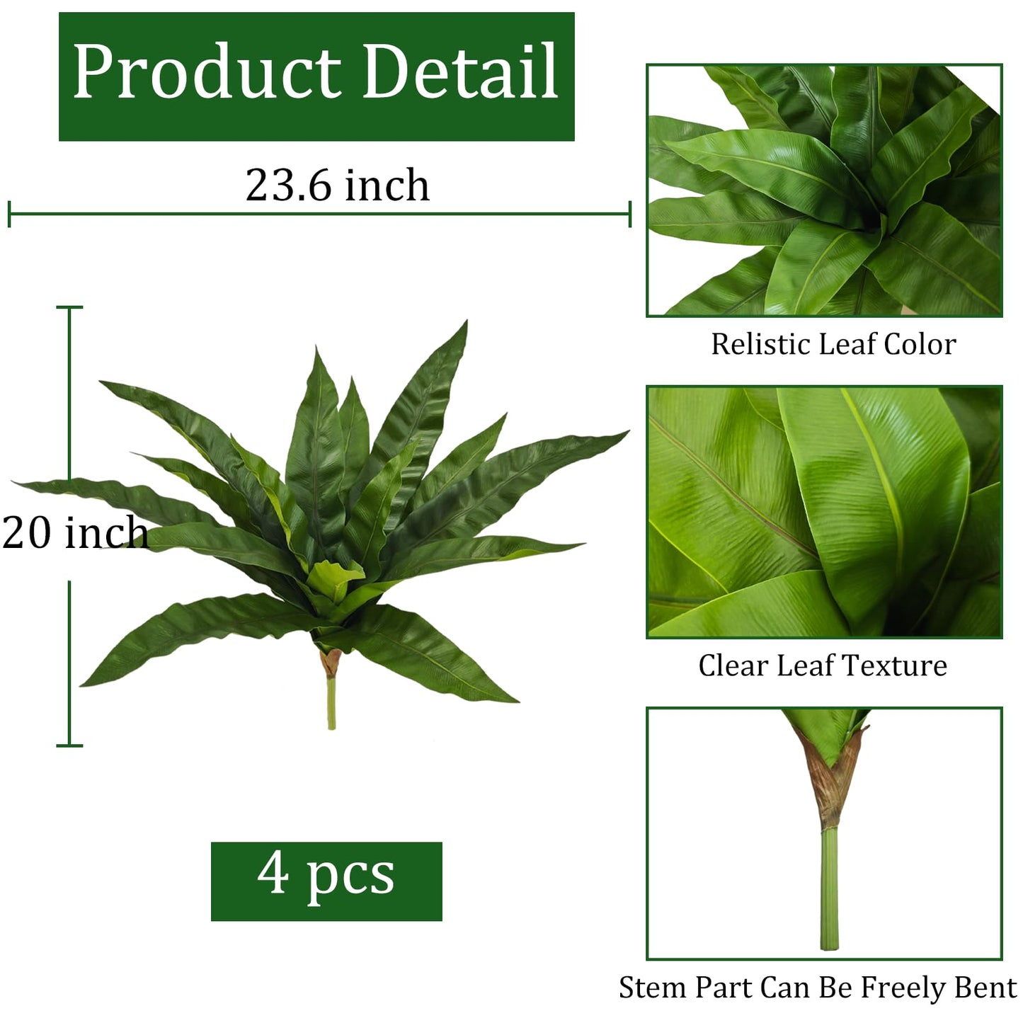 Cherica Fake Ferns,Faux Outdoor Plants UV Resistant,3D Real Touch Fake Plants Total 60 Blades,Weatherproof Artificial Plants Outdoor Indoor for Garden Porch Home Office Living Room Decor