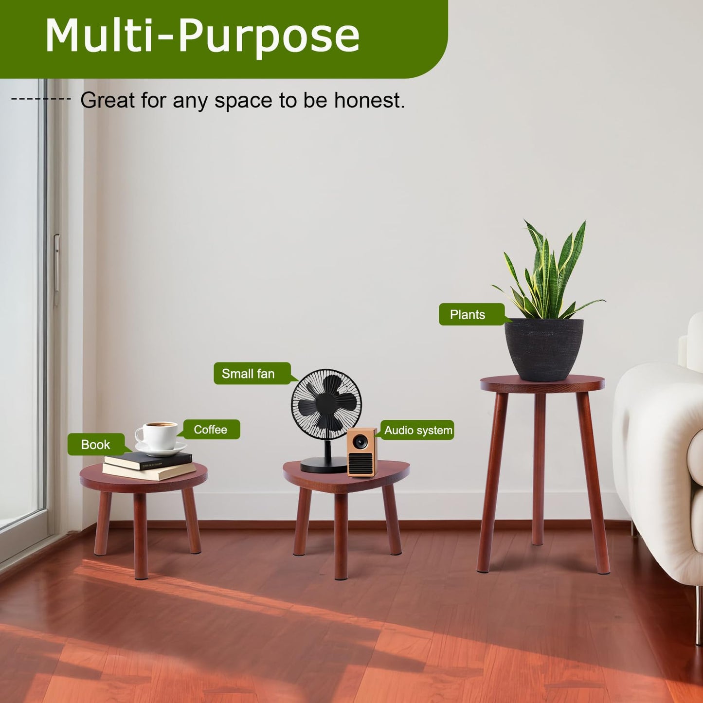 Eocogup Plant Stand Indoor,2 Pack Single Plant Tables Indoor,Planter Stand,Multi-purpose Plant Shelf for Living Room Balcony Garden Patio Office,Walnut