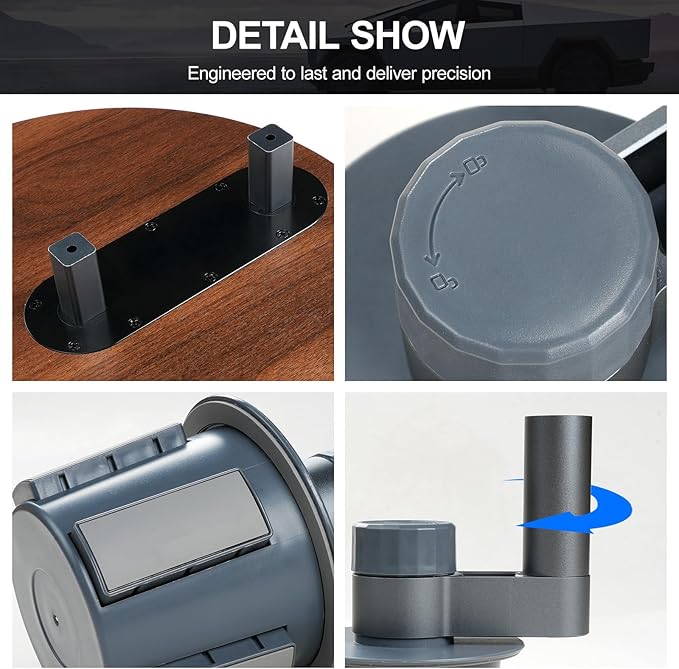 ELECFRESH 360° Rotating Cup Holder Tray Organizer for Car Center Console, Steering Wheel Tray, Detachable Snack/Drink/Phone Holder, Fits for 2025 2026 Tesla Model 3 Y X，Ford F150 Accessories