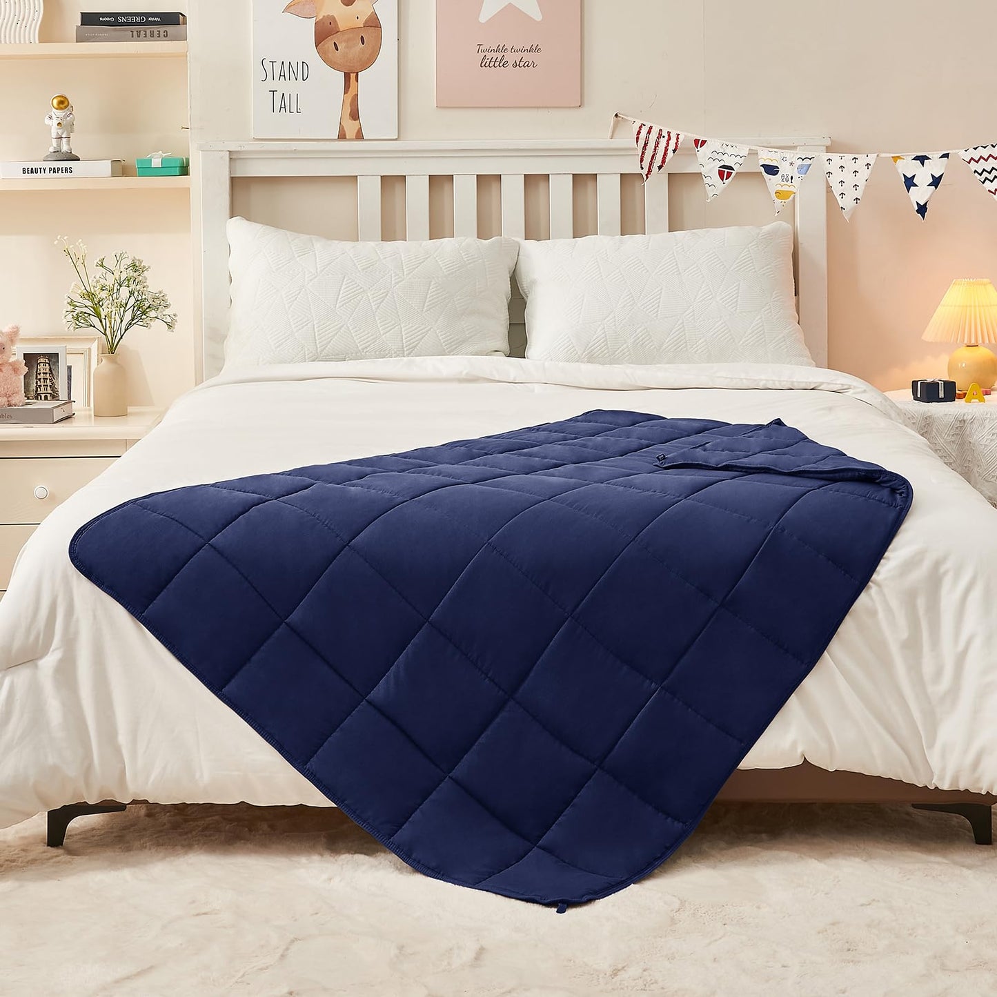 yescool Navy Weighted Blanket 5 Pounds Cooling Weighted Lap Blanket, Heavy Blanket for Sleeping, Weighted Throw Blanket Gifts for 40-60lbs, 36"x48"