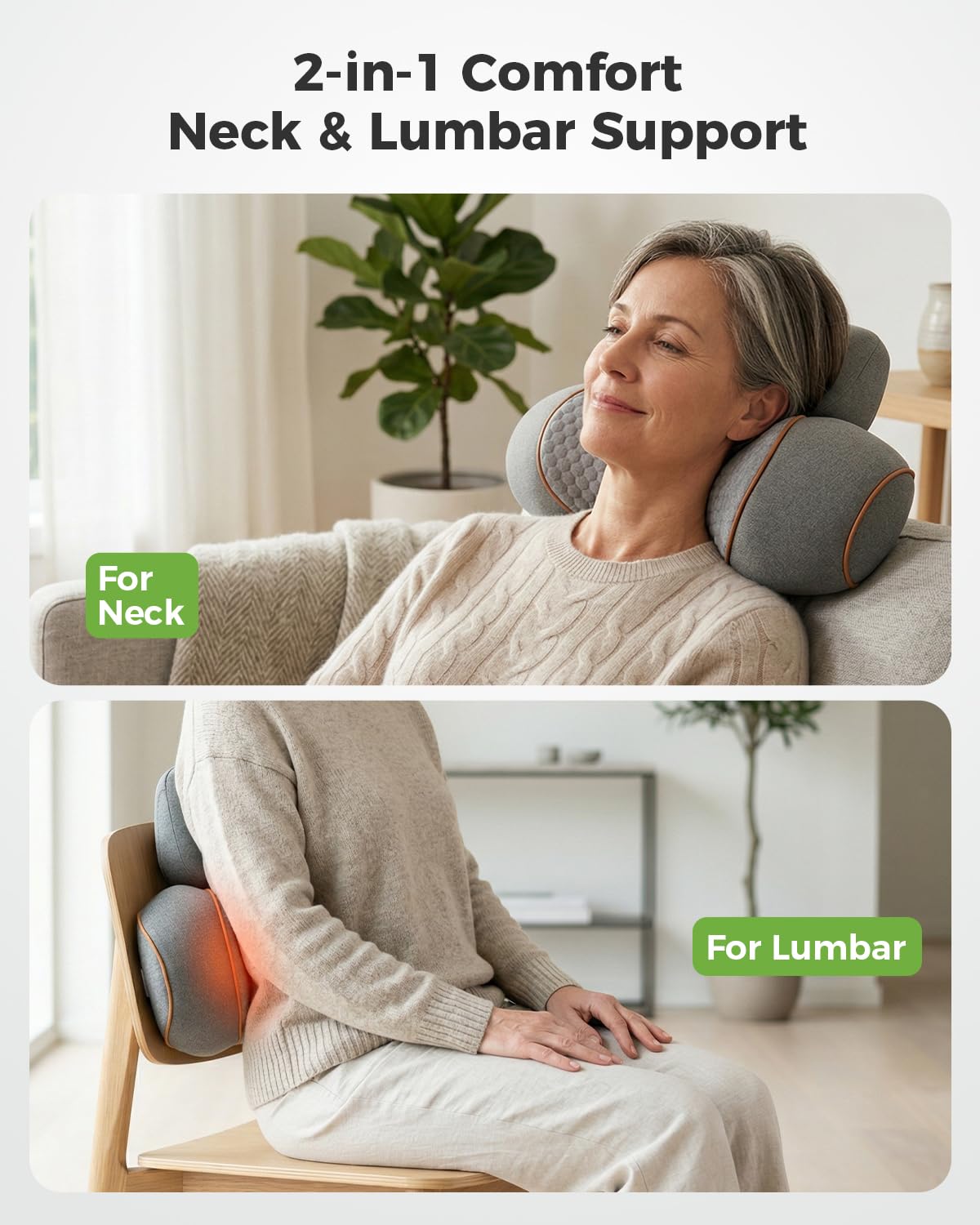 swancode 3-in-1 Neck Massager Pillow for Pain Relief Deep Tissue with Heat, Cordless & Rechargeable Massager with Traction for Neck Hump & Shoulder Comfort, Memory Foam Pillow