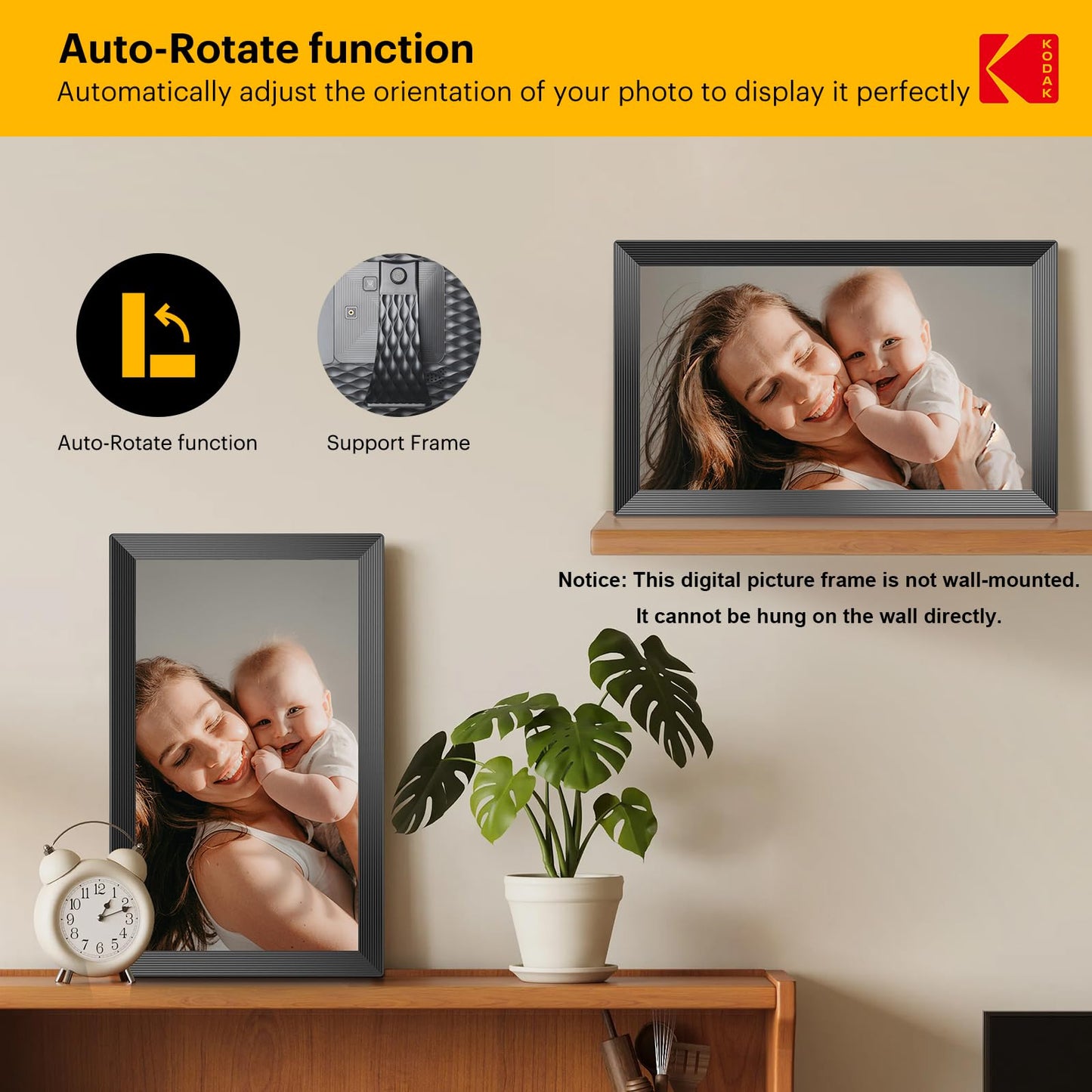KODAK 15.6 Inch Large WiFi Digital Picture Frame, 1920x1080 FHD Touch Screen Electronic Photo Frame with AI Photo Art, 32GB Storage, 6 Ways Sharing Photos & Videos, for Mom Family