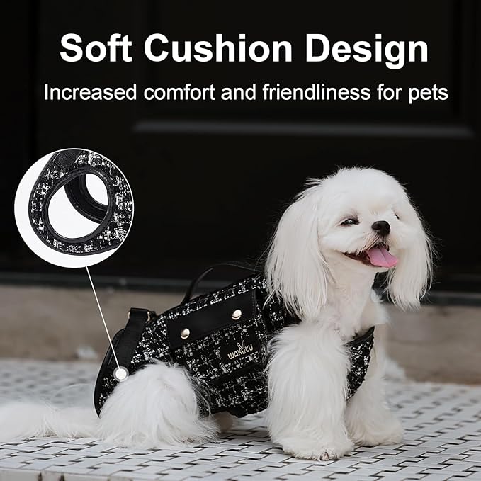 Wakytu Dog Lift Harness Dog Carrier Dog VES Harness Adjustable Dog Leash with Small Puppy Treat Bag（Black,L）