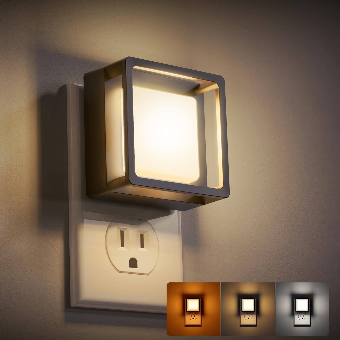 DORESshop LED Night Light, Night Lights Plug Into Wall [2 Pack] with Dusk-to-Dawn Sensor, Dimmable Nightlights, Adjustable Brightness for Bathroom, Hallway, Bedroom,Kids Room,Stairway,3CCT