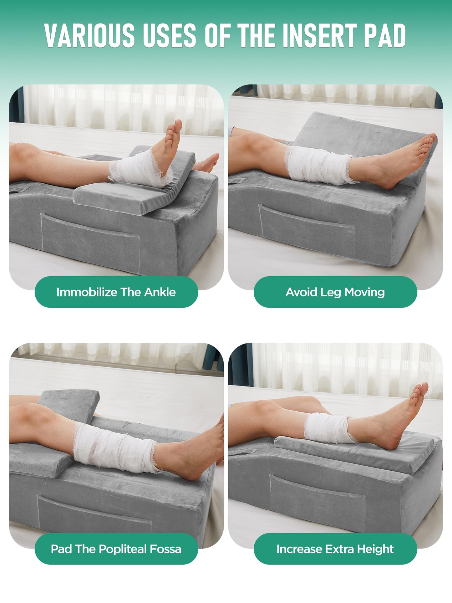 WarmInsula Knee Pillow for Knee Replacement Surgery, Memory Foam Knee Leg Elevation Pillow for After Surgery Recovery, Leg Pillow Surgery Recovery Equipment for Sciatica Lower Back Hip Ankles