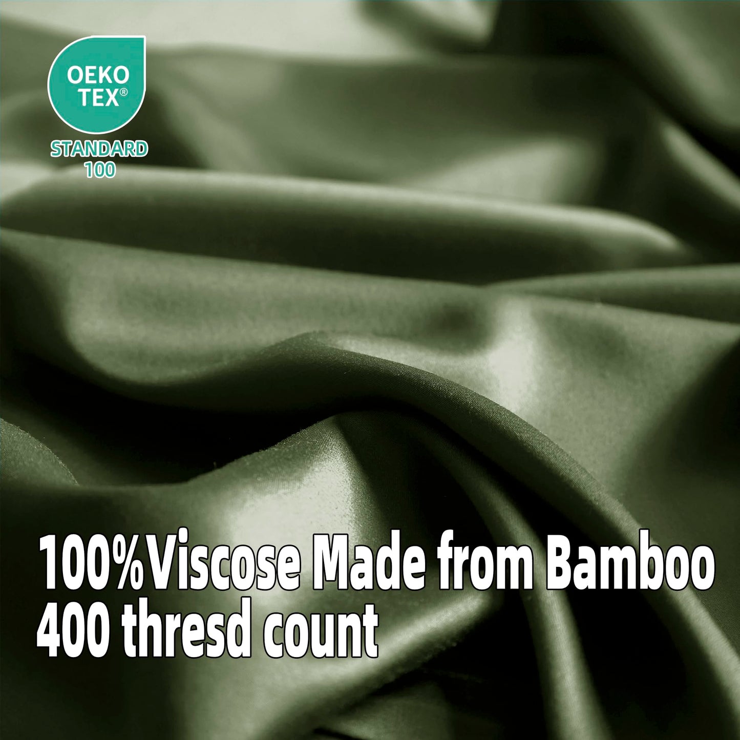 EVERLY King Sheets Set,Luxuriously 400 Thread Count Organic Viscose Derived from Bamboo Bed Sheet,Cooling Sheets for King Size 4 Piece Deep Pockets Bedding Sheets &Pillowcases-Dark Green