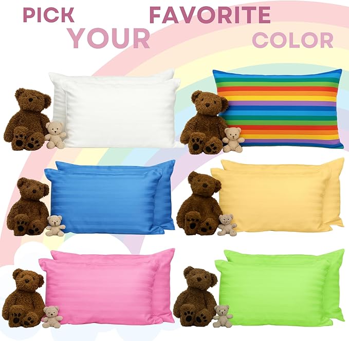 kinder Fluff Children Pillow (2-Pack) 13x18in– The Only 300TC Soft Cotton Pillow with Down Alternative Fill – Hypoallergenic, Machine Washable & Perfect for Kids 2+ Years- Pink- S