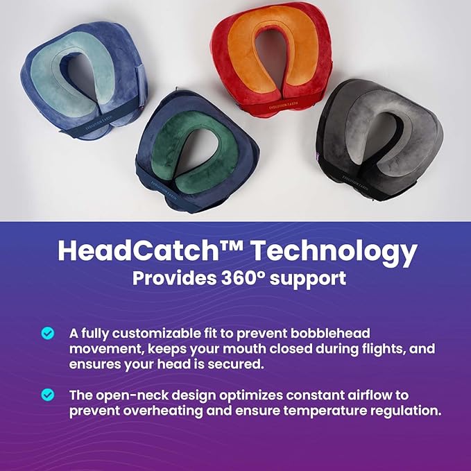 Cabeau Best Neck Pillow for Travel – Evolution Earth Deluxe – 360° Head, Neck and Chin Support for Sleeping – Sustainable Memory Foam - Removable, Washable Cover with Compact Carrying Case (Terra)