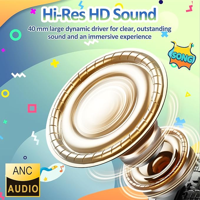 INFURTURE USB C Headphones Kid with Mic, Active Noise Cancelling Kids Headphones, 85/94dB Safe Volume Limit, Over Ear Headsets, Boys Girls Wired Headset for School/Travel, for Kids