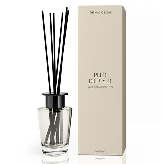 The Magic Scent Mahogany & Teakwood Reed Diffuser for Home - Luxury Scent Diffuser with Premium Fiber Reeds for Lasting Gentle Dispersal - Natural, Toxin-Free Aroma Inspired by Ambercrombie & Fitch