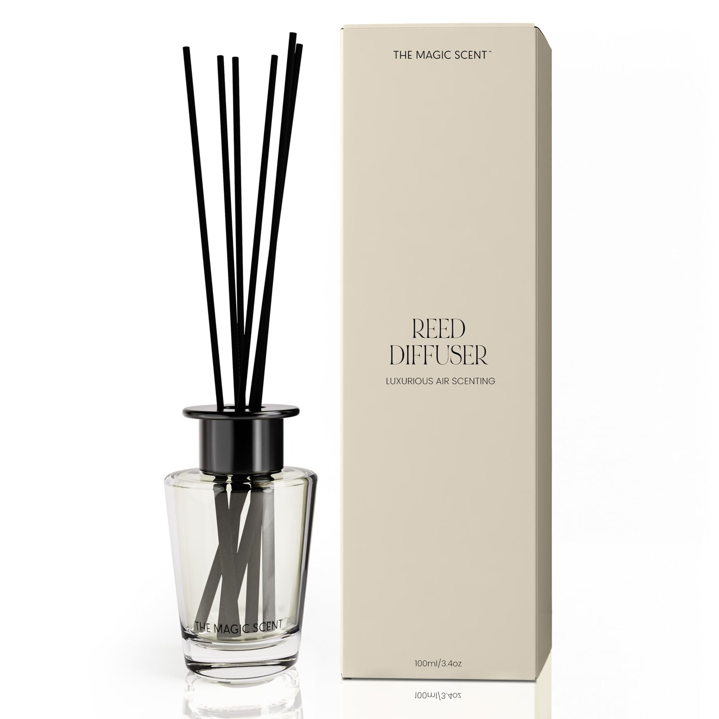 The Magic Scent White Tea Reed Diffuser for Home - Luxury Decorative Scent Diffuser with Premium Fiber Reeds for Lasting Gentle Dispersal - Natural, Toxin-Free Aroma Inspired by a Tranquil Spa