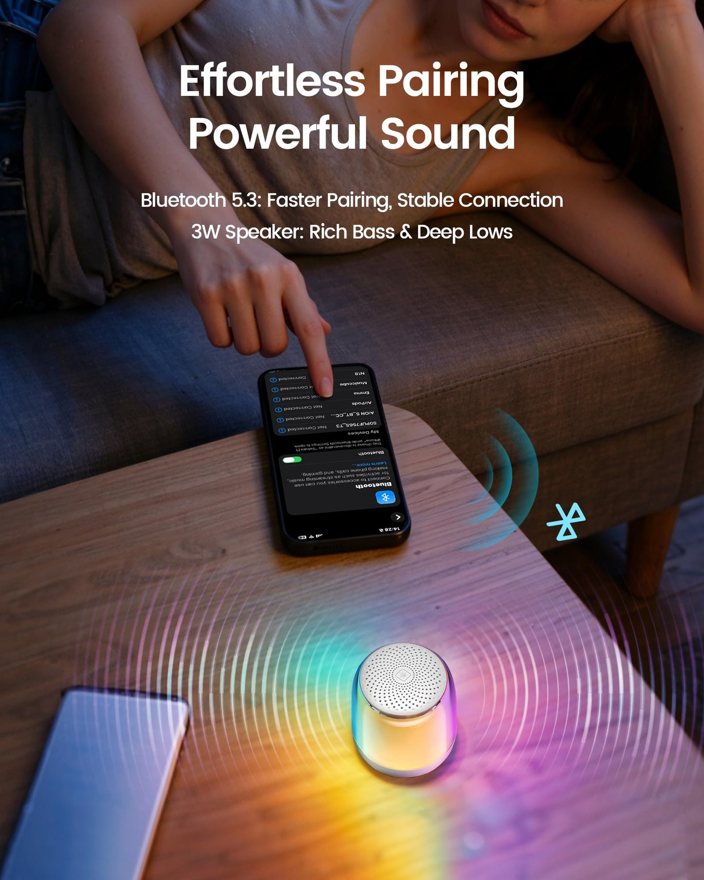 Glocusent Nano-Glow Portable Sound Machine, 35 Soothing Sounds & Night Light for Kids Adults, White Noise Sound Machine with Bluetooth, Timer, Memory, Ideal Travel Companion & Nursery Must-Have
