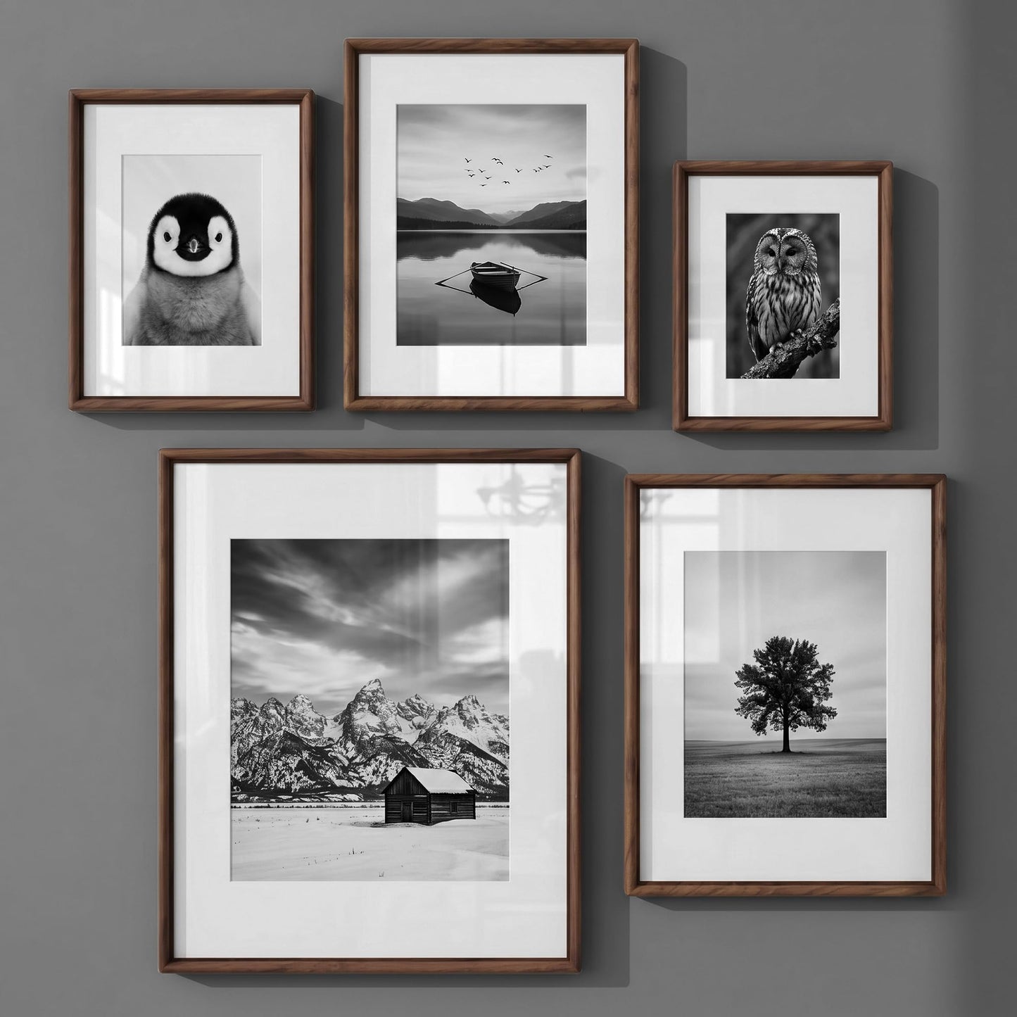 FLYJOE 11x14 Picture Frame, Solid Walnut Wood Frame with Mat for 8x10 Photo