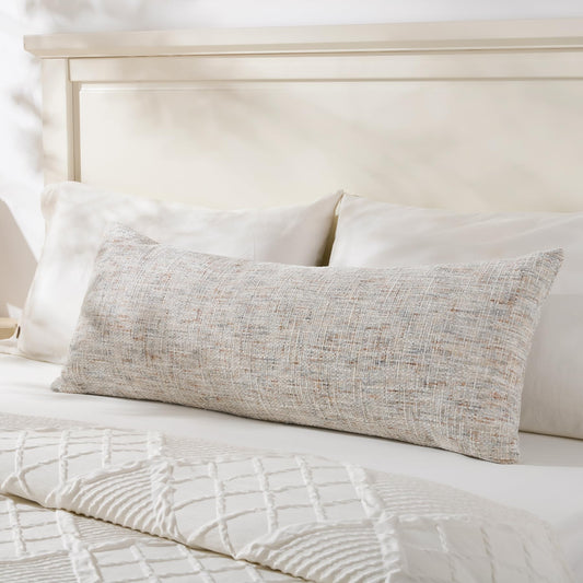 HOMFINER Textured Chenille Decorative Throw Pillow Cover for Bed 14x36 Soft Neutral Woven Lumbar Accent Boho Farmhouse Long Rectangle Cushion Case for Modern Home Decor Couch Sofa Bedroom Living Room