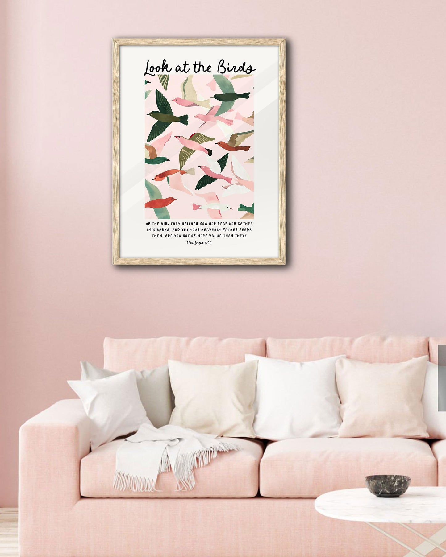 EcoHest 12x16 in Matthew 6:26 Look at the Birds Framed Christian Wall Art