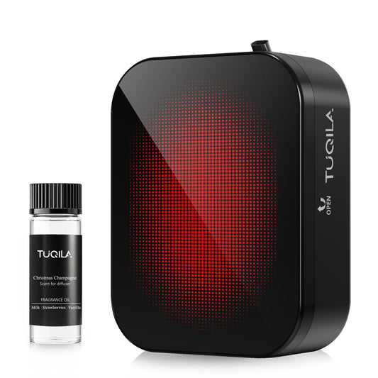 Tuqila Waterless Essential Oil Diffuser Machine Plug-in or 3 D Batteries Operated, Cold Air Aroma Diffuser Up to 2000 Sq, Ft, APP Control Smart Scent Diffision for Home, Hotel, Office (with 20ml Oil)