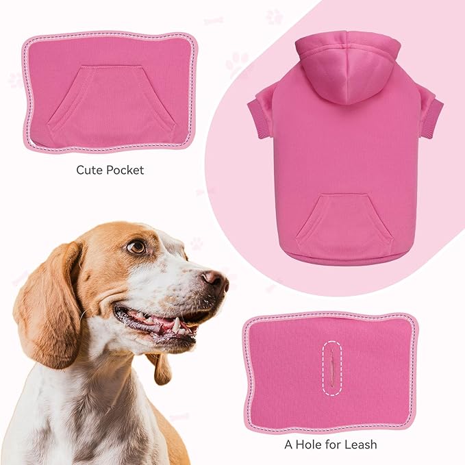 Dog Hoodie Dog Sweaters for Large Dogs Sweater Solid Soft Brushed Fleece Pet Clothes Pet Hoodie Sweatshirt with Pocket(Pink-XXL)