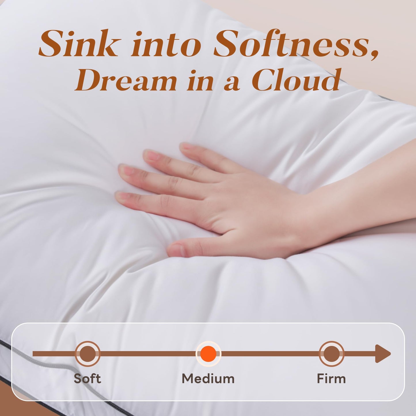 Mosluna Feather Down Pillows Queen Size Set of 2, Hotel Collection Bed Pillows 2 Pack, Medium Firm Pillow for Side, Back or Stomach Sleepers, Downproof, Gusset Design 20x30 in.