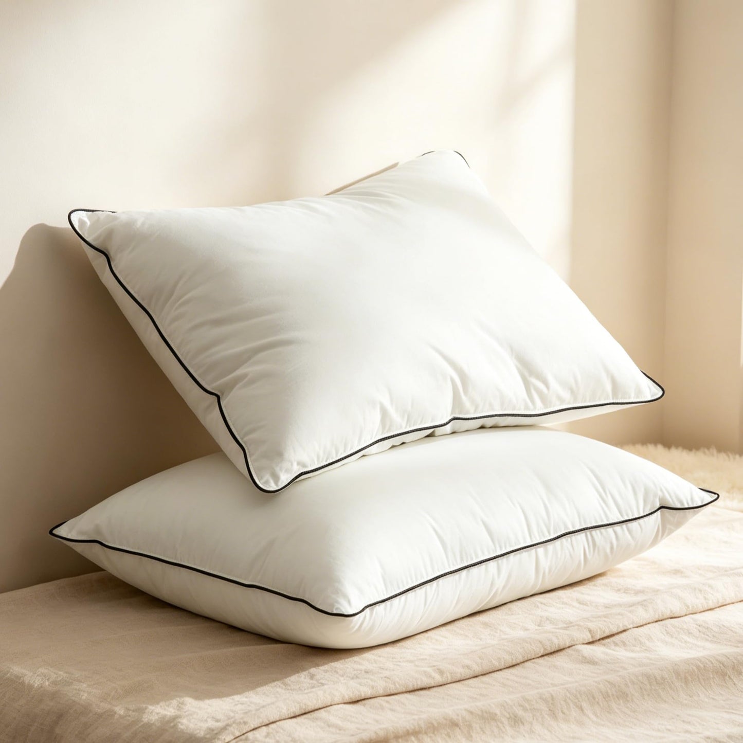 BPC Goose Feather Down Pillows King Size Set of 2, Luxury Hotel Pillows with 100% Organic Cotton Cover, Bed Pillow for Medium Firm Support & Cloud-Like Comfort, 20x36 Inches