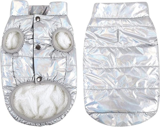 ASENKU Dog Winter Coat - Waterproof Windproof Dog Jacket, Warm Snowproof Doggie Puffer Vest for Cold Weather, Lightweight Snow Coats for Small Medium Large Dogs (Silver, L)