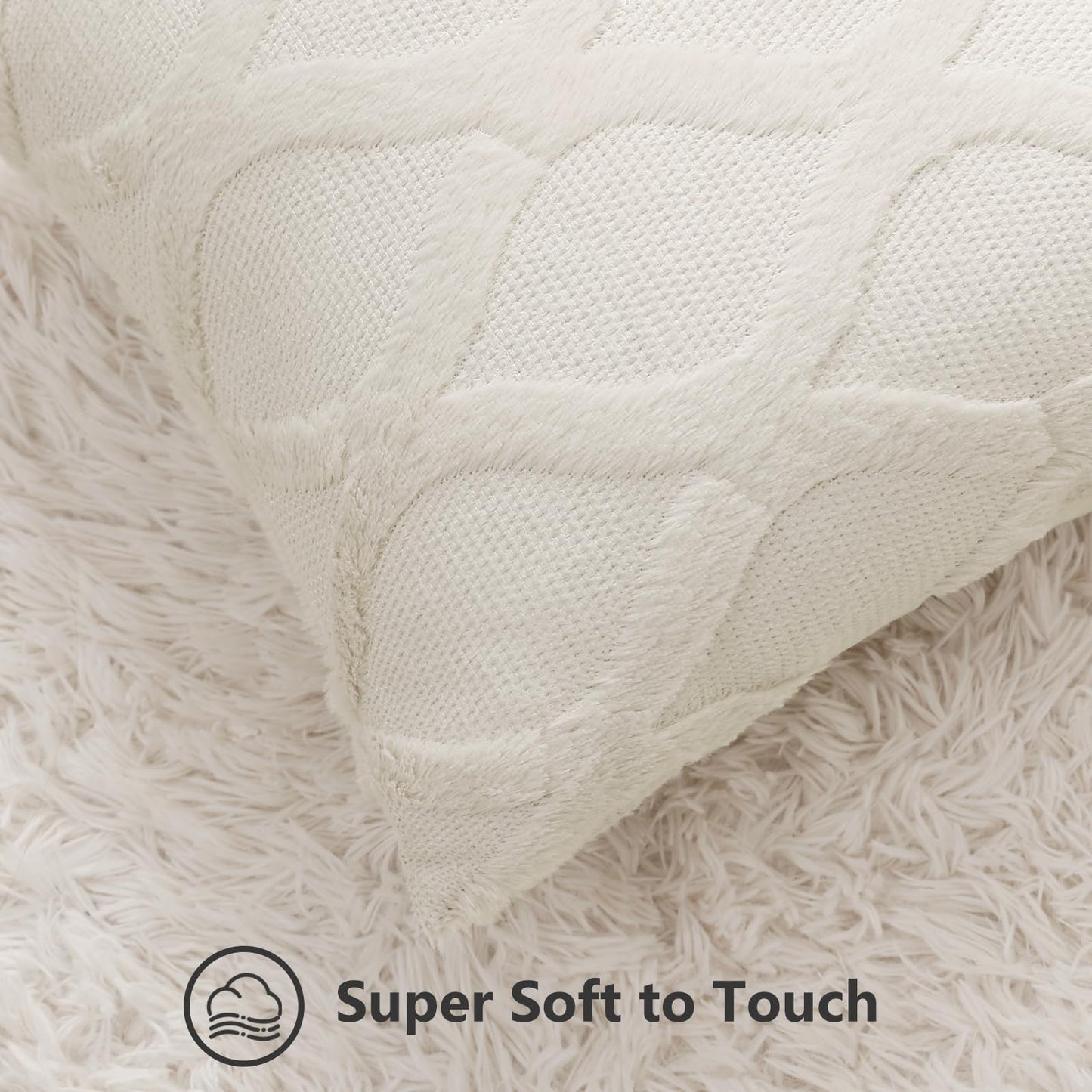 decorUhome Summer Throw Pillow Covers 12x20 Inch Set of 2, Soft Plush Faux Fur Wool Lumbar Beige Accent Couch Pillow Covers for Modern Farmhouse Bed Sofa Living Room