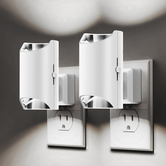L LOHAS LED Night Light, Night Lights Plug into Wall, 5000K Daylight White, Dimmable Night Light 0-100LM with Light Sensor, Plug in Night Light for Hallway Bathroom Kitchen, 2 Pack