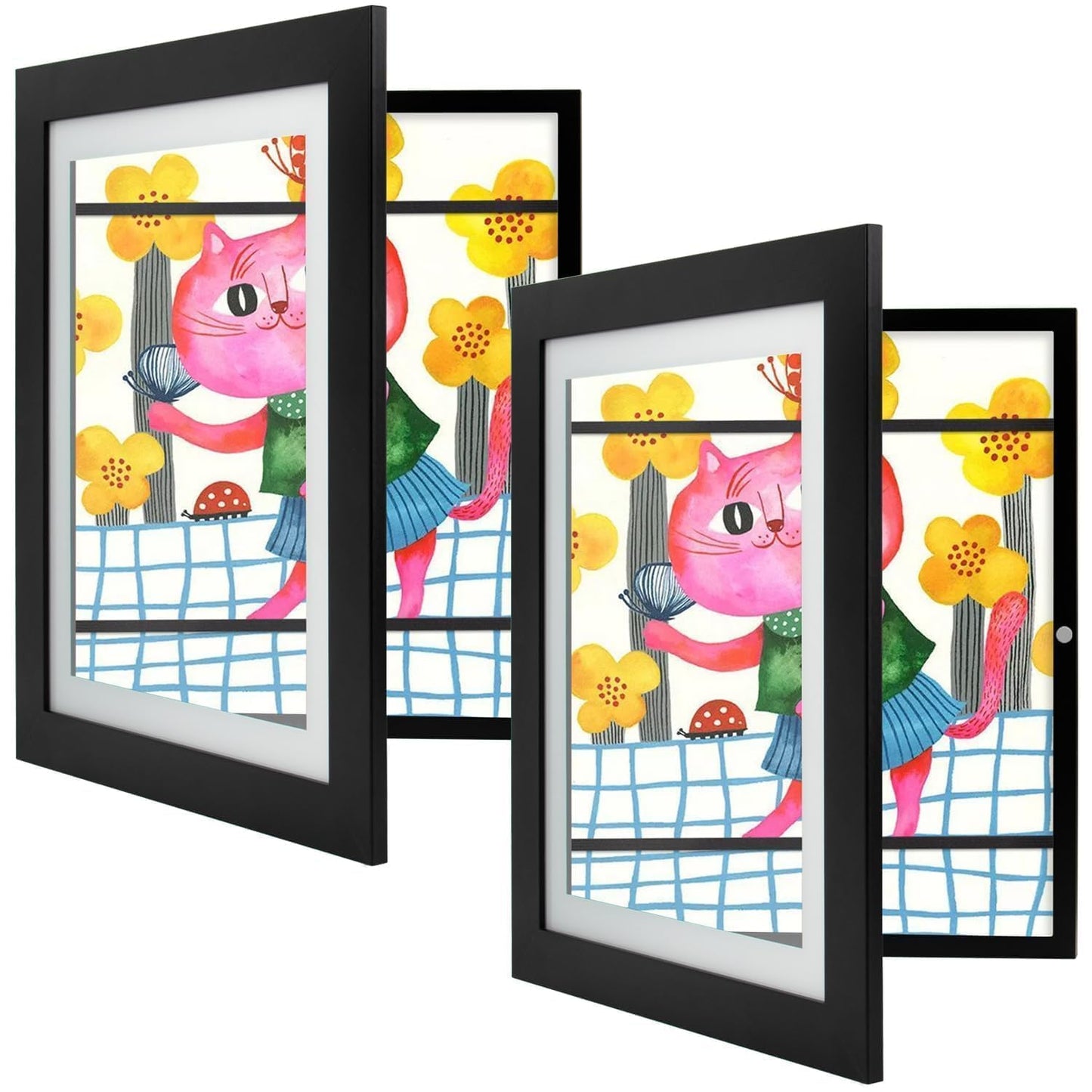 Golden State Art, 10x12.5 Kids Art Frames, Front-Opening Picture Frame Great for Kids Drawings, Artworks, Children Art Projects, Schoolwork, Home or Office (Black Set of 2)