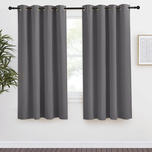 NICETOWN Grey Blackout Curtain 57 inch Long, 55 inches Width, 1 Panel, Thermal Insulated Window Treatment with Grommet Room Darkening Thermal Insulated Panel for Bedroom/Living Room