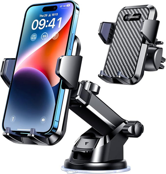 VANMASS【85+LBS Strongest Suction & Military-Grade Ultimate Car Phone Mount【Patent & Safety Certs】 Cell Phone Holder Truck for Dashboard Windshield Vent for iPhone 17 Pro Max 16 15 for Samsung Kits