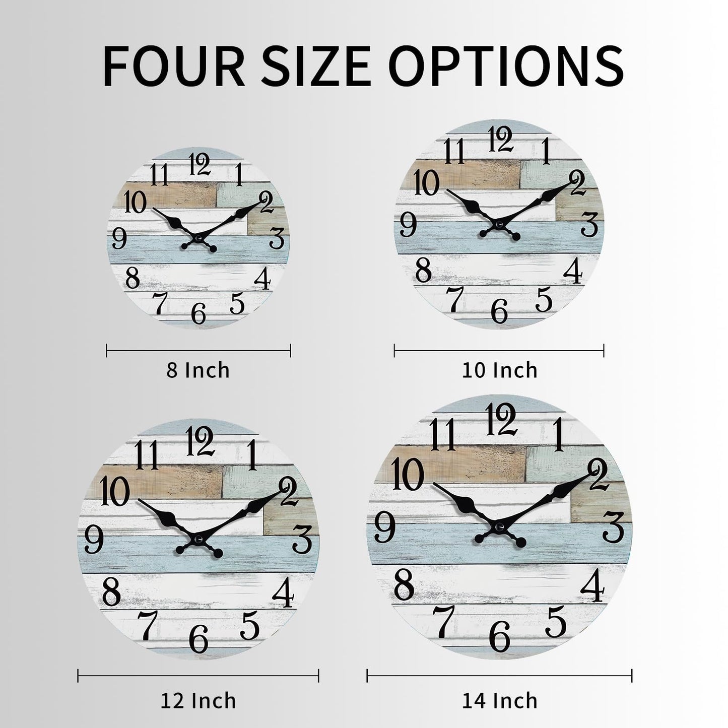 KECYET Wall Clock Battery Operated 12 Inch Silent Non Ticking Coastal Design Country Rustic Retro Decorative for Bathroom Kitchen Living Room Bedroom