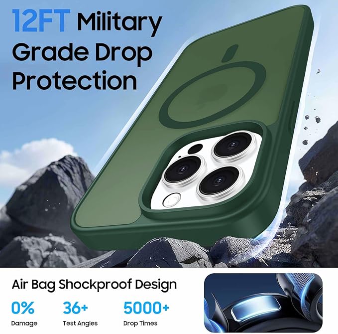 Ntwinro Magnetic for iPhone 13 Pro Case (Compatible with MagSafe) with Detachable Wallet & Card Holder for 3 Cards [RFID Blocking] Military Grade Protective Slim Phone Cover, Green