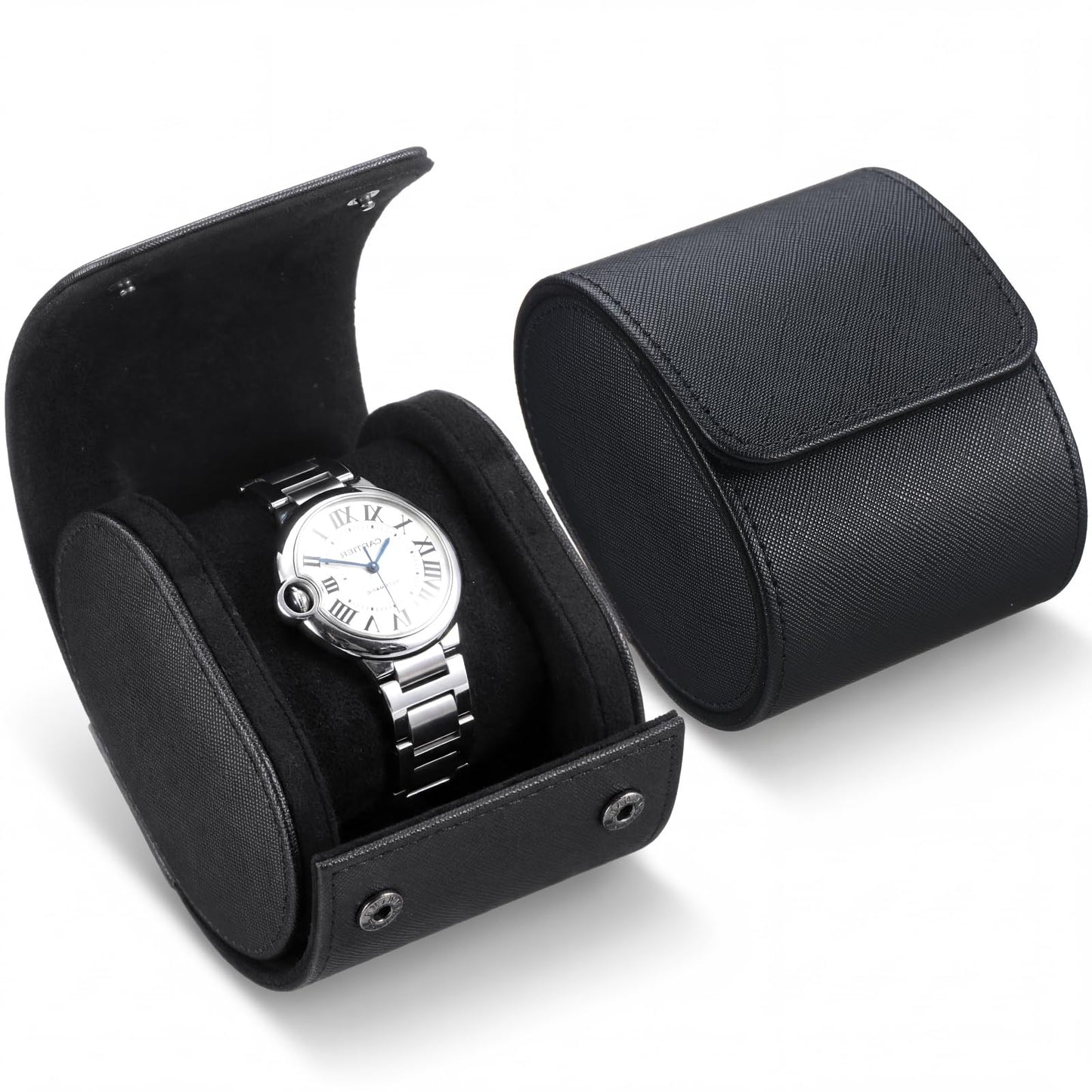Kigeli 2 Pcs Leather Watch Travel Cases for Men Women, Portable Single Watch Roll Boxes Storage Organizer and Display