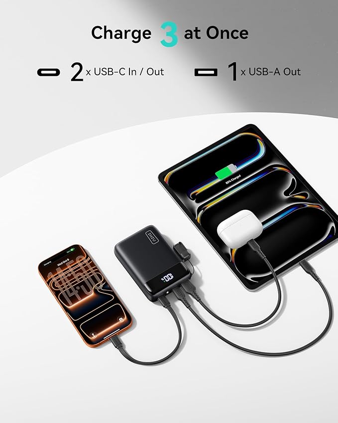 INIU Portable Charger, Smallest 22.5W 20000mAh USB C in & Out Power Bank Fast Charging, PD 3.0+QC 4.0 LED Display Phone Battery Pack Compatible with iPhone 17 16 15 14 Pro Samsung S24 Google, Green