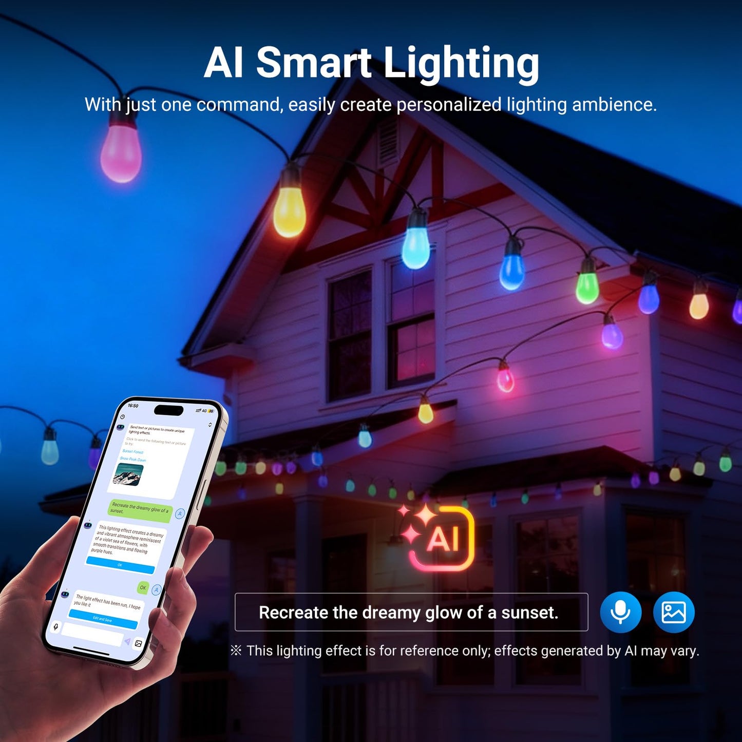 NEEWER 96ft Outdoor String Lights, App Control Smart AI RGBW Hanging Outside Warm White Patio Balcony Backyard Lighting, IP65 Waterproof, 30 LED Bulbs, 50+ Scenes, Compatible with Alexa Google, NR01