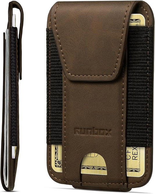 RUNBOX Slim Wallet for Men Front Pocket wallet with Magnetic Money Clip Minimalist Leather RFID Blocking wallet