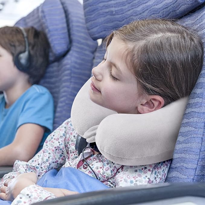 H HOMEWINS Travel Pillow for Kids,Cute Animal Neck Pillow for Boys Girls,Soft Neck Head Chin Support Pillow,Travel Accessories for Airplane, Car, Train,Recline (Koala)
